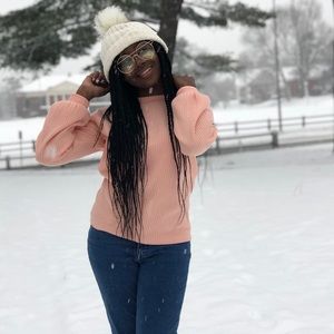 Trendy Baby Pink Sweater with Lantern Sleeves